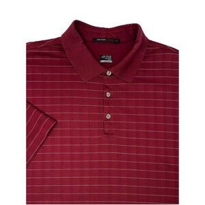 Nike Tiger Woods Collection Golf Polo‎ Shirt XXL Maroon Striped Nike Fit Dry